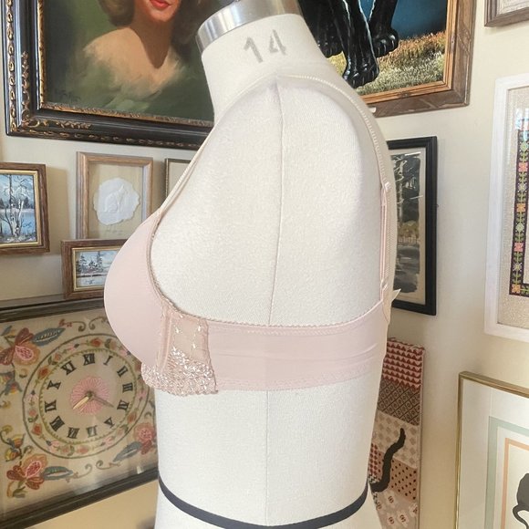 Wacoal Womens Lace Trim Tan Padded Underwire Bra Lingerie Pretty 36B #853317 - Picture 3 of 5